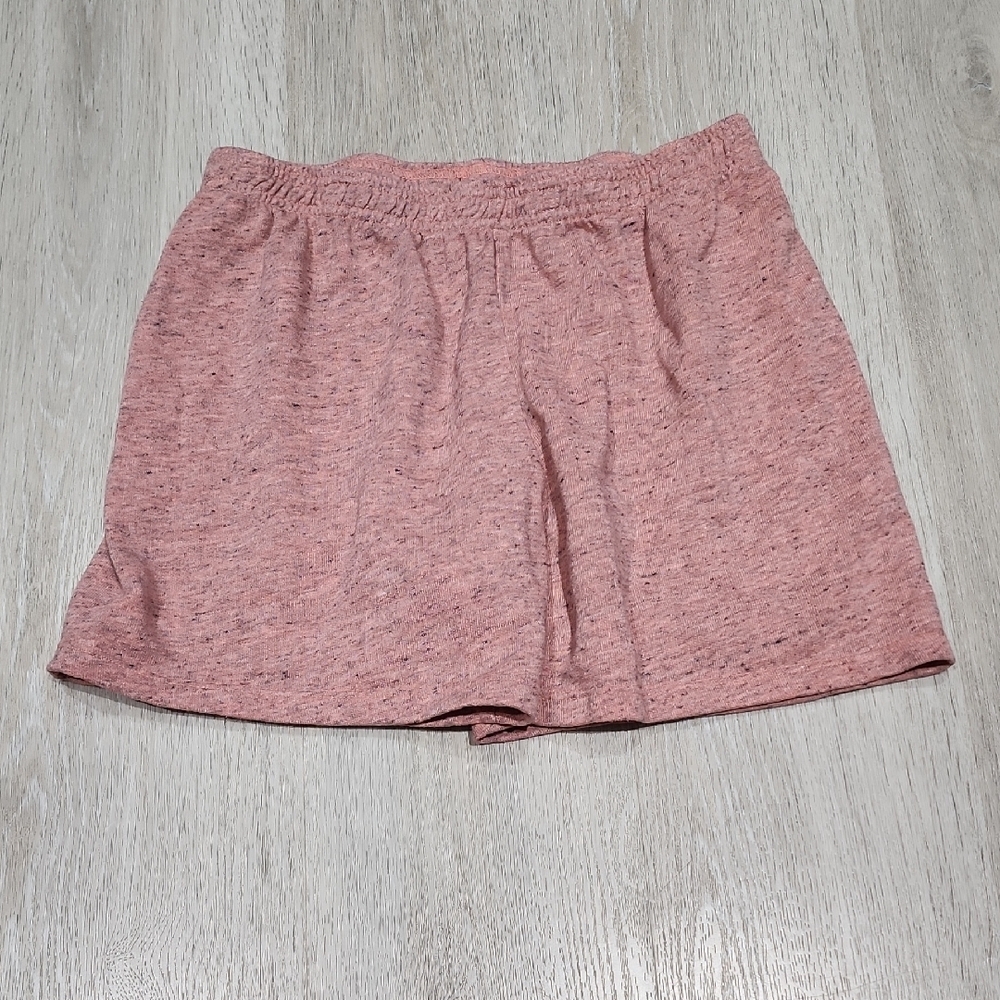 Monrow Heathered Pink Elastic-Waist Lounge Skort